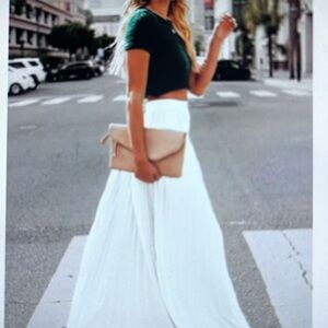 Ebossy White Maxi Skirt with Flowing Panels. Size M. NWTGS
